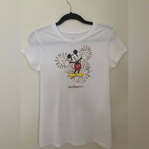 Vintage Disney Parks  Mickey Mouse White Fireworks Walt Disney Women’s T-Shirt